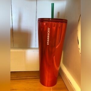 Starbucks  Cold Tumbler, 24 ounce,  watermelon/green straw. Pre Owned.
